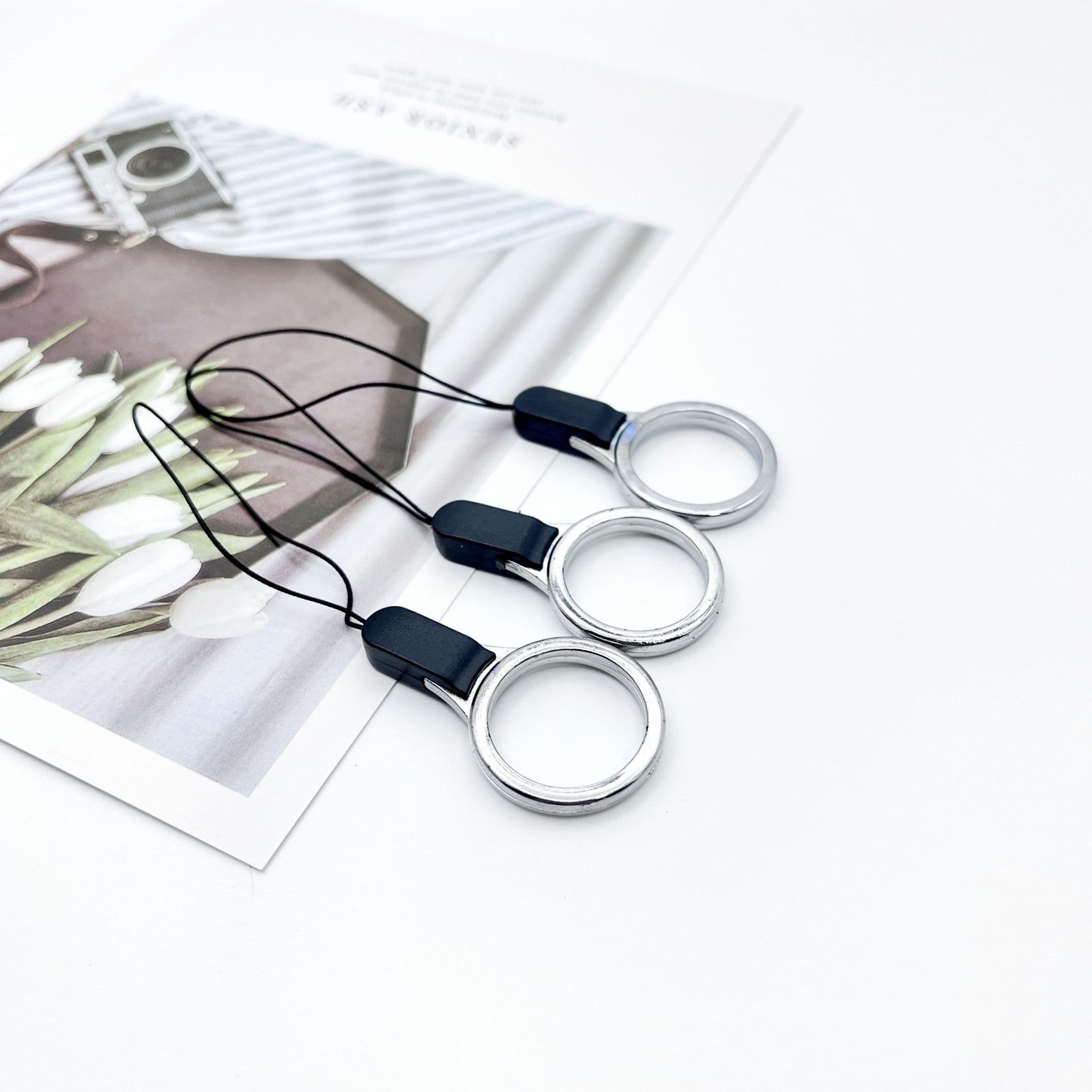 Ring Pendant Plastic Loop with Short Lanyard, Accessory for Phones, USB Drives, and Beaded Phone Straps
