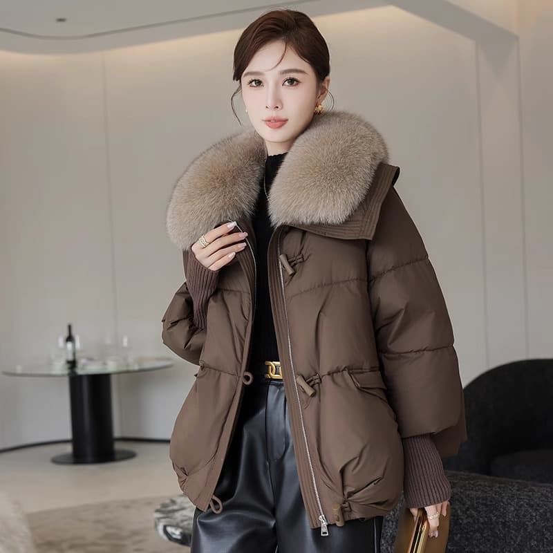 2026 Winter New Down-Insulated Coat for Women Short Thickened with Fur Collar Loose Stylish Korean Padded Jacket Outerwear Trend