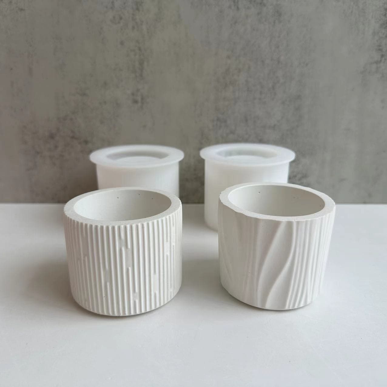 Line Striped Round Flower Pot Silicone Mold Aromatherapy Candle Cup Gypsum Cement Mold Resin Epoxy Mirror Mold