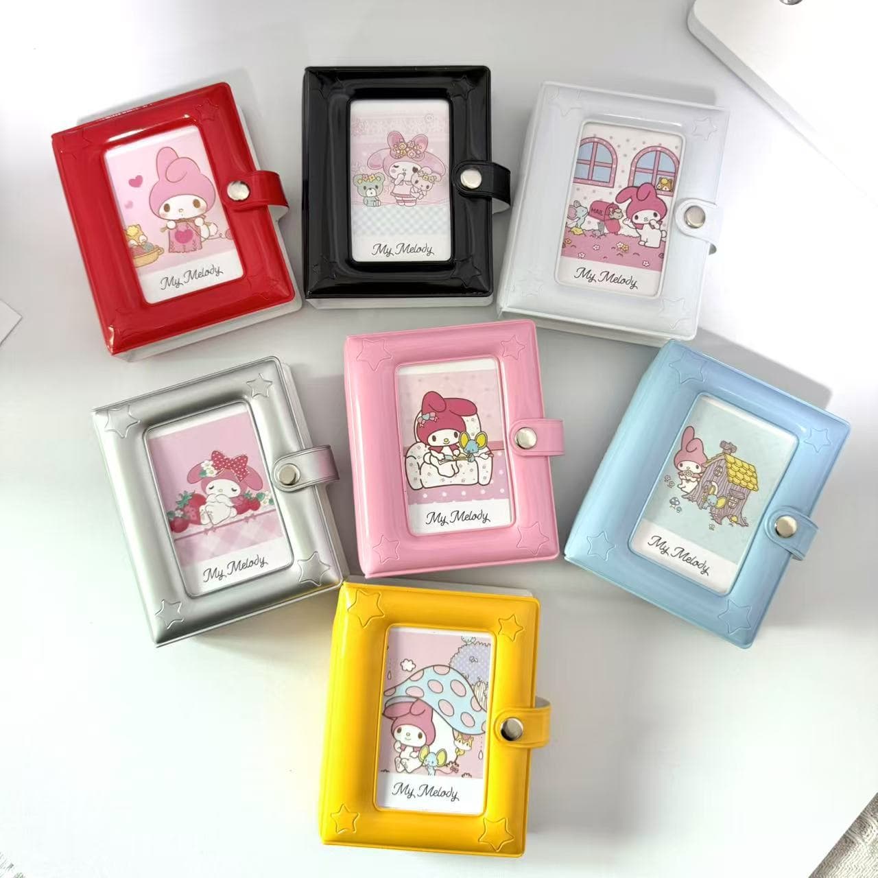 Wholesale mirror-finish patent leather star-pattern rectangular window 3-inch mini photo albums for idol collections