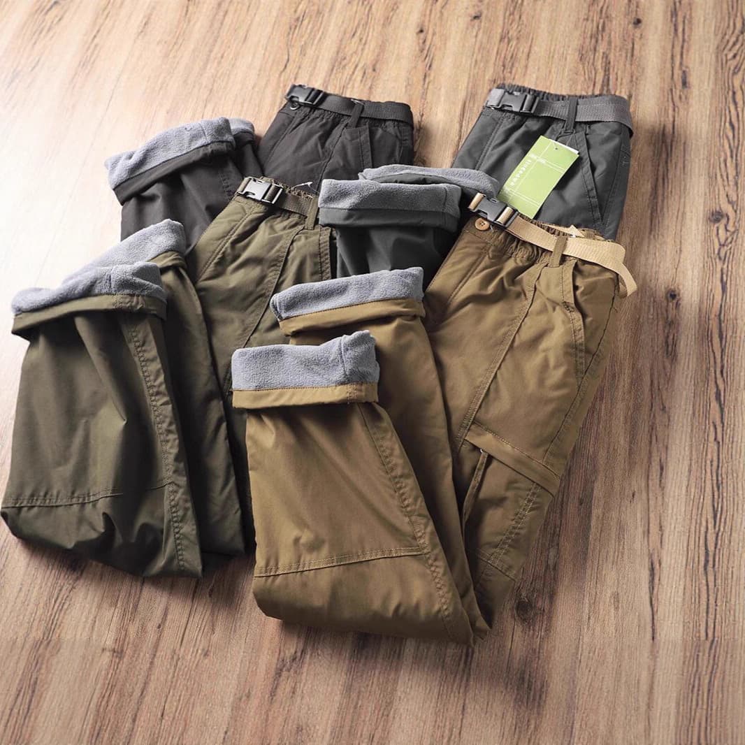 German Import Windproof Waterproof Outdoor Men's Winter Thickened Casual Pants Straight Leg Fleece-Lined Softshell Work Pants Loose Fit