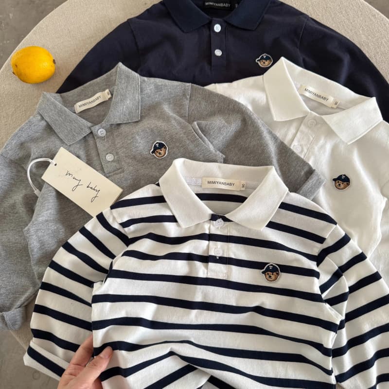 Kids' Polo Shirt Boys' Autumn New Small-to-Mid Size Striped Top, Trendy Baby Bear Base Layer for Girls Stylish
