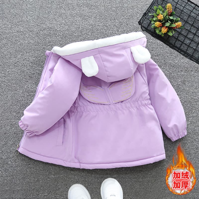 Thickened Fleece Children's Parka Coat Autumn Winter Style Boys Girls Casual Soft Cotton Polyester Jacket Hooded Zipper Closure