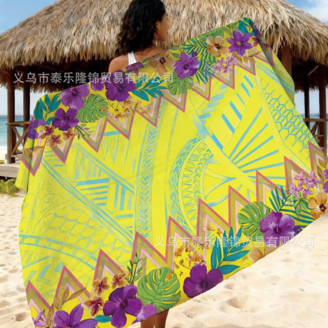 South Pacific Islands Totem Print Rayon Wrap Dress Sarong Fiji Sulu Tonga Tupenu