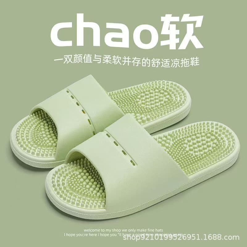 Men's Massage Slippers Summer Hard Spike Reflexology Shoes Stimulate Acupressure Points Massage Particles Anti-Slip Home Massage Slippers Women