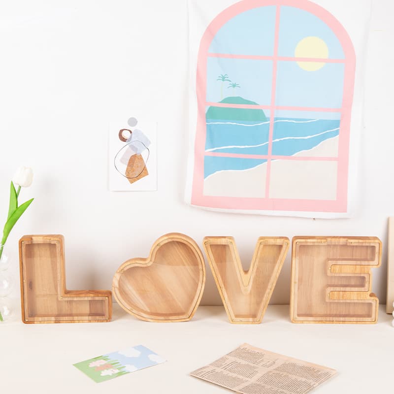 Cross-border wooden letter piggy bank holiday gift creative combination English love crafts ornament piggy bank