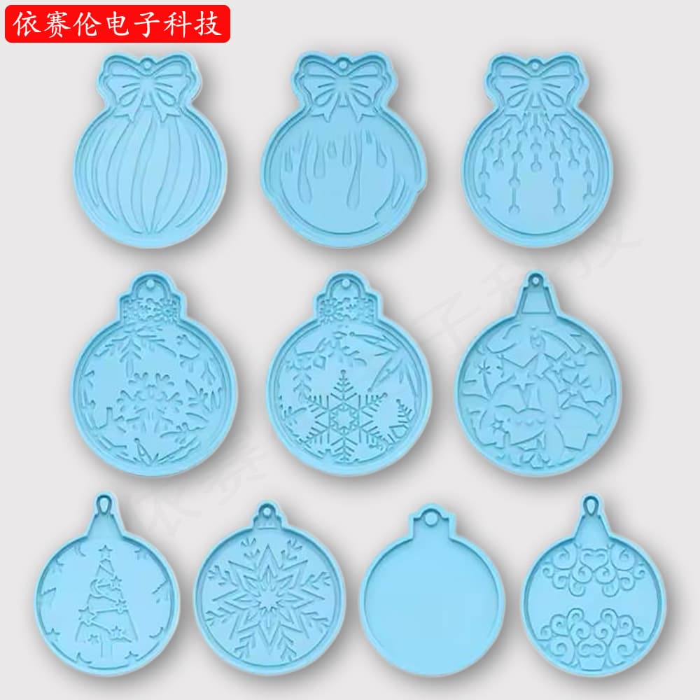 DIY Christmas Round Decoration Crystal Resin Mold Mirror Decoration Christmas Silicone Mold