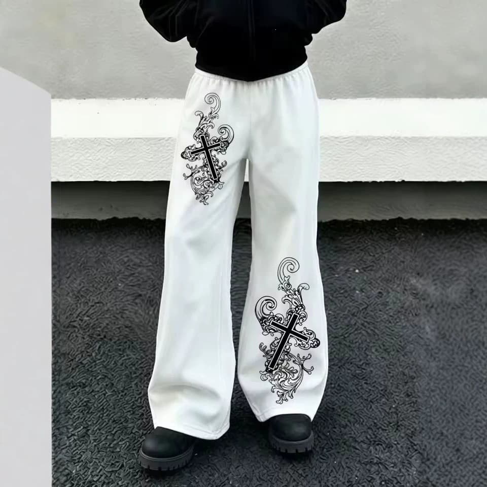New Cross-Border Wide-Leg Sweatpants Loose Wide-Leg Pants Y2K Print American Wide-Leg Pants Versatile