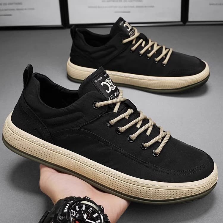Men's Casual Canvas Shoes Lightweight Workwear Breathable Wear-resistant Rubber Bottom Low Cut Round Toe Winter Spring Autumn