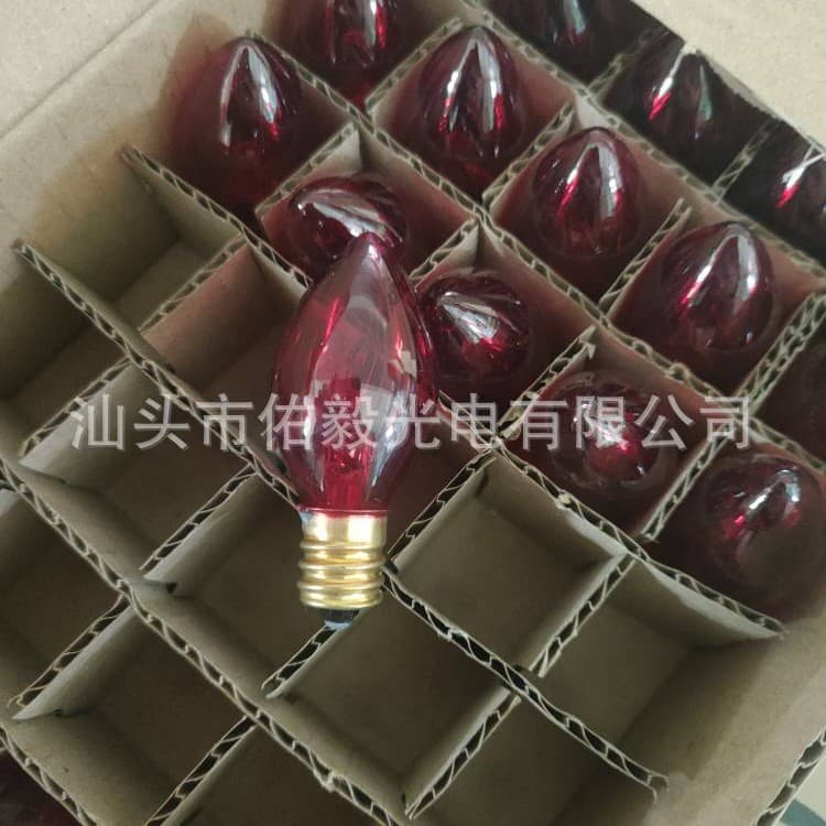 Youyi C7 Small Red Bulb Yellow Base Transparent Red Buddha Bulb Small/Medium Red Bulb Electronic Candle Lamp Baked Red Bulb Glass 1