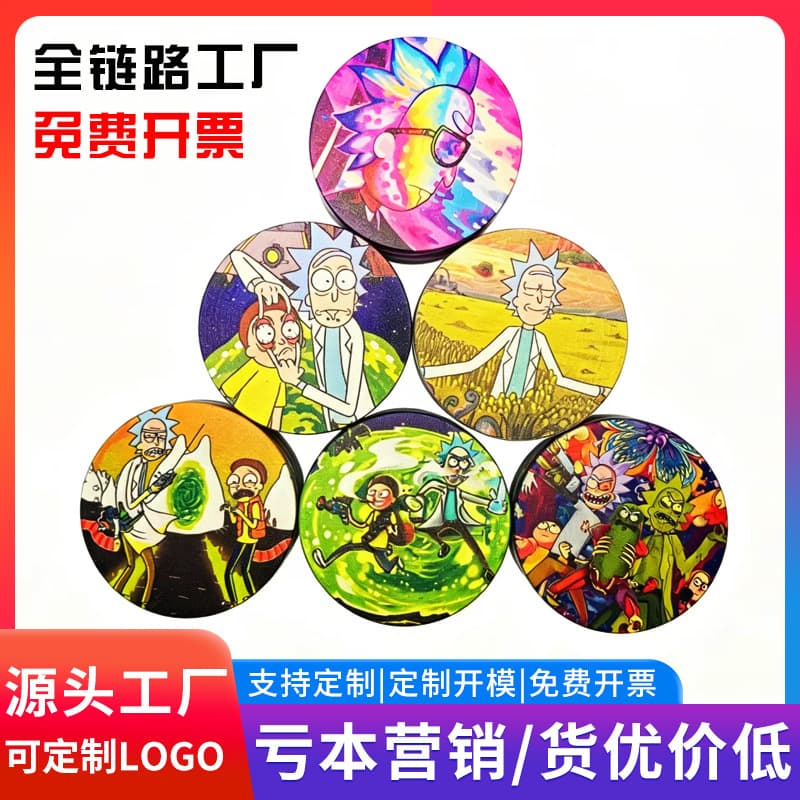 In stock 50mm color printed smoke grinder, 2-inch new smoke crusher, BOB smoke grinder, tobacco grinder
