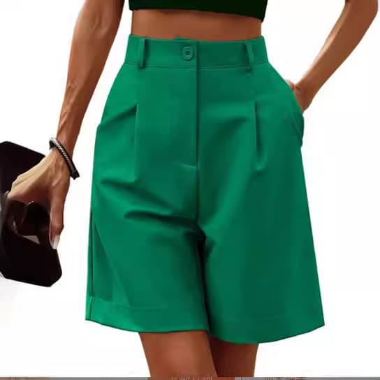 2023 Amazon Independent Station European and American Casual Wide Waist Knee-Length Women's Summer Shorts with Pockets