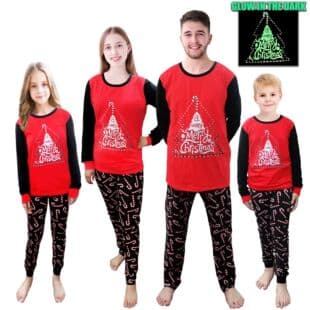 Amazon Wish New European Size Cartoon Santa Claus Christmas Family Matching Pajamas Sleepwear Set