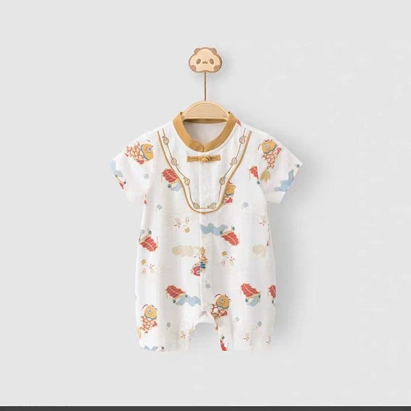 Newborn baby pure cotton short-sleeved summer jumpsuit short rompers cartoon cute male and female baby pullover rompers others
