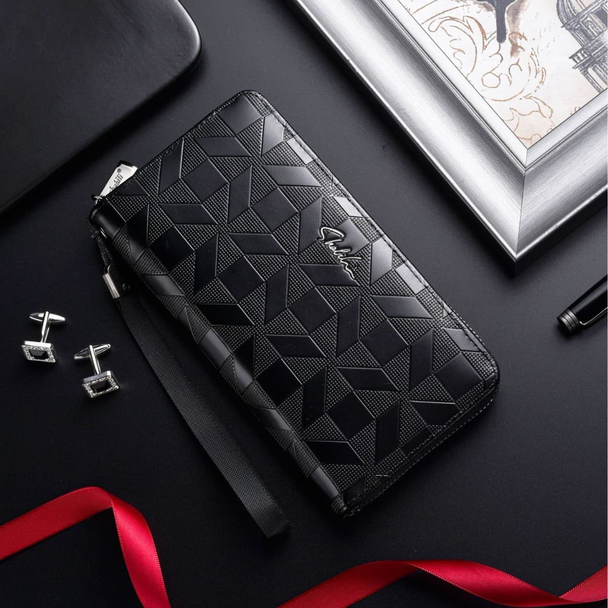 New Men's Long Zipper Wallet Printed Handbag Functional Phone Integrated Card Holder Youth Business Clutch Bag