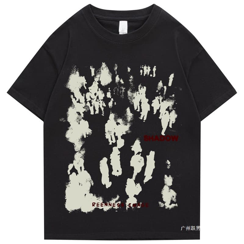 Summer Men Short Sleeve Tshirts Hip Hop People Shadow Print