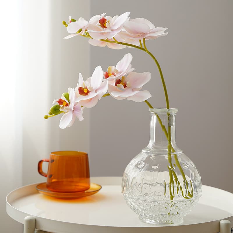 Premium Touch Moisturizing 5-Head Phalaenopsis Artificial Flowers Home Decoration Wedding Arrangement Fake Flowers Wholesale