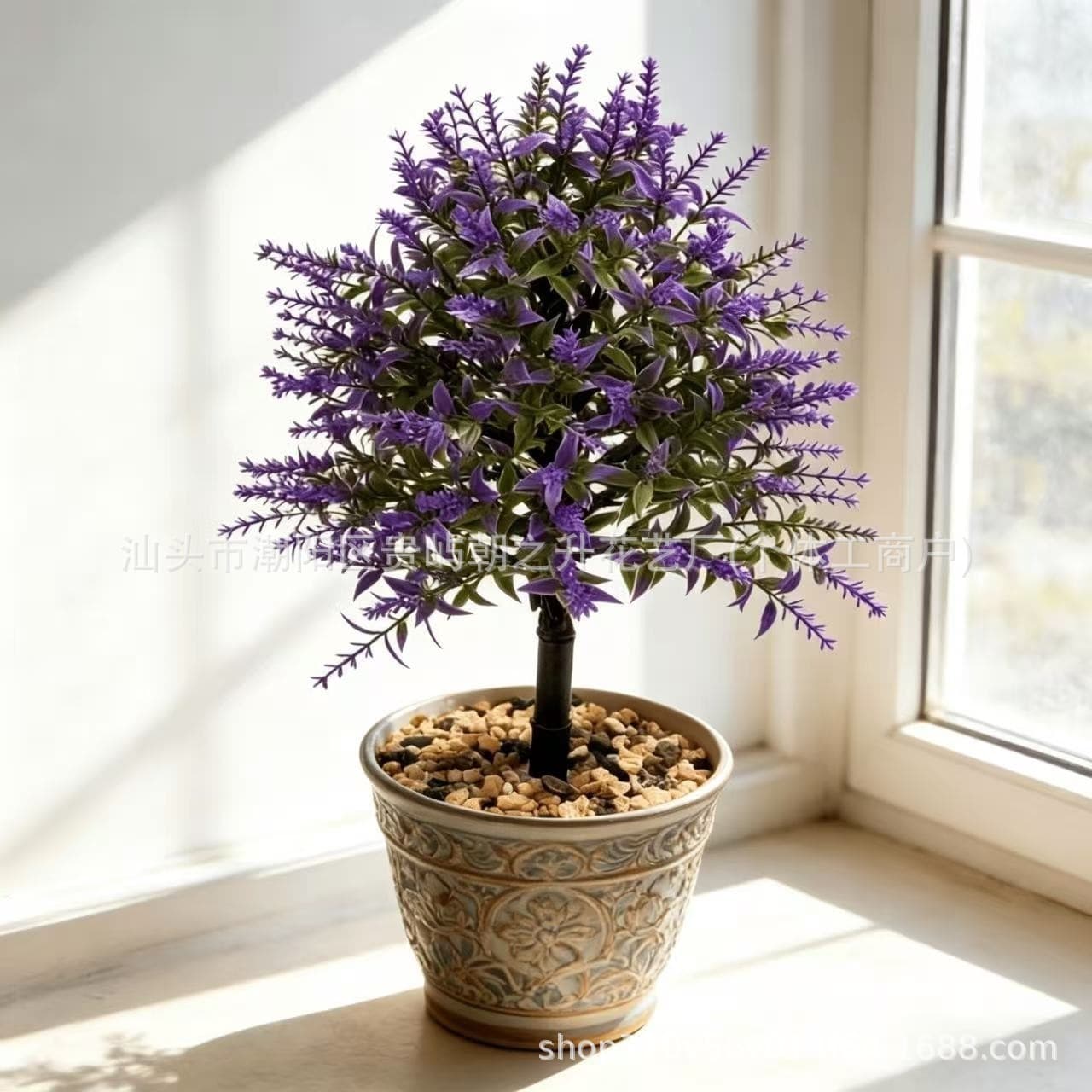 Artificial Lavender Potted Plant UV-Resistant Indoor Outdoor Garden Decoration