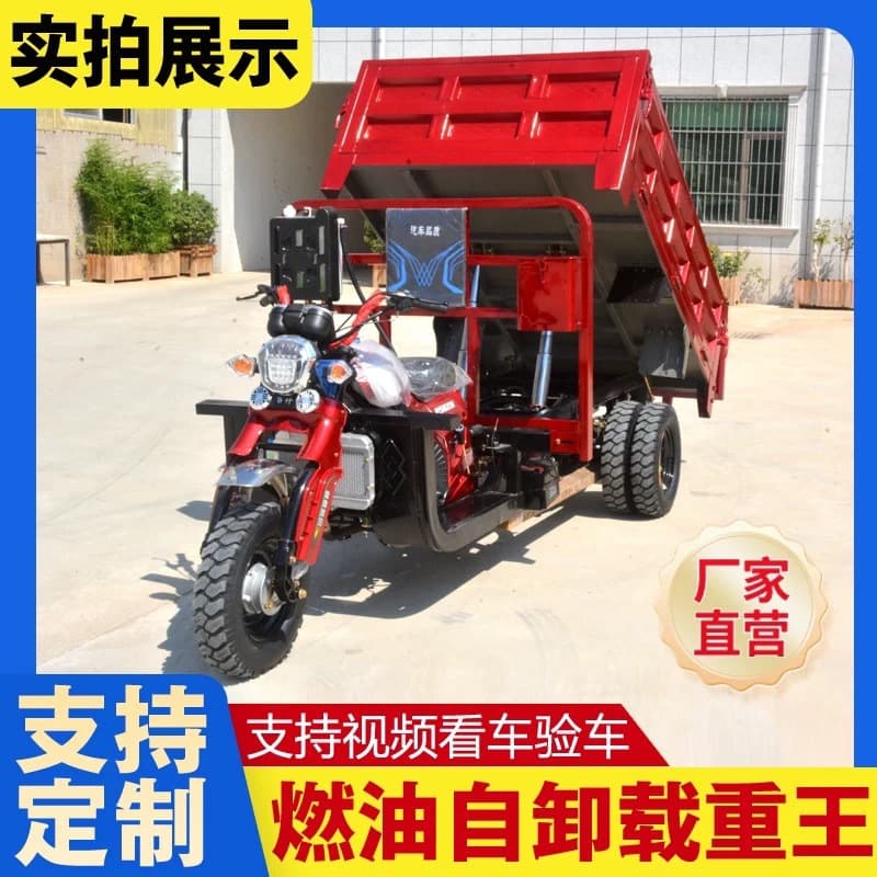 Africa Hot Selling Three-Wheel Fuel Motorcycle Dump Truck, Household Freight Agricultural Vehicle, Zongshen Power Gasoline Tipper Carrier
