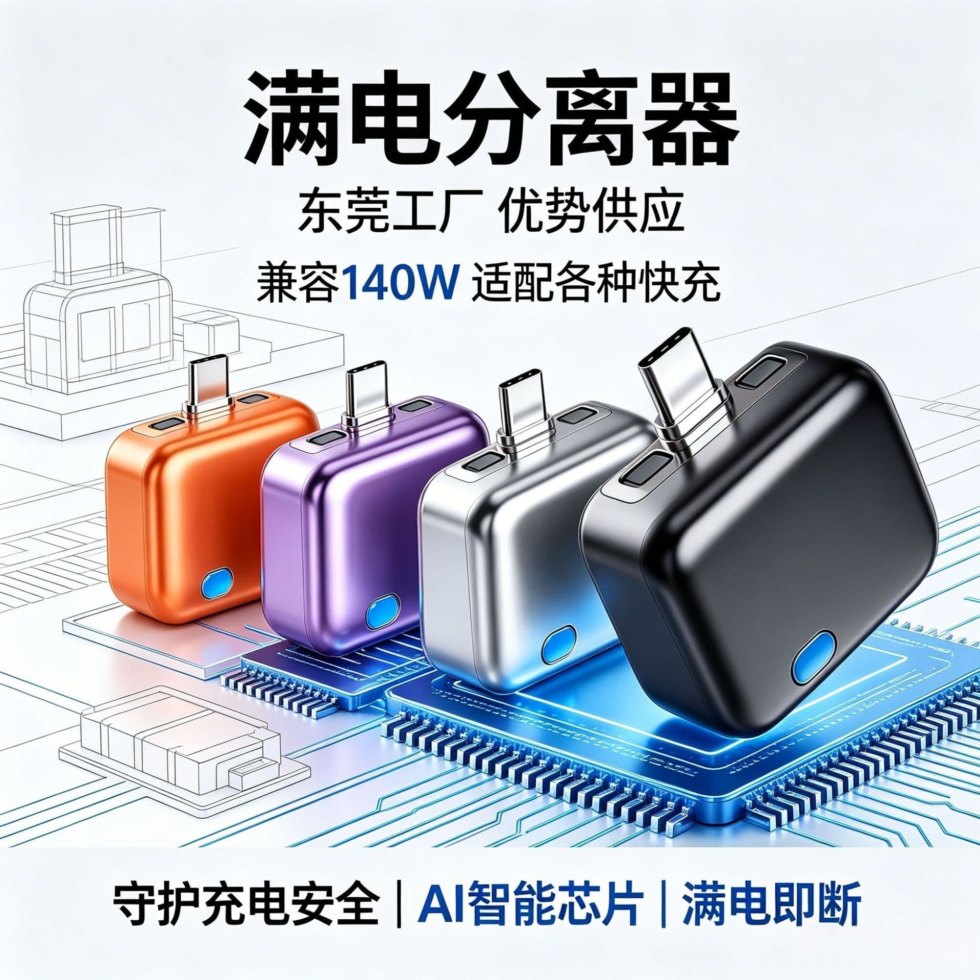 Full Charge Auto Eject Charger Protector, AI-Powered Auto Disconnect for Apple Android Phone Tablet Universal