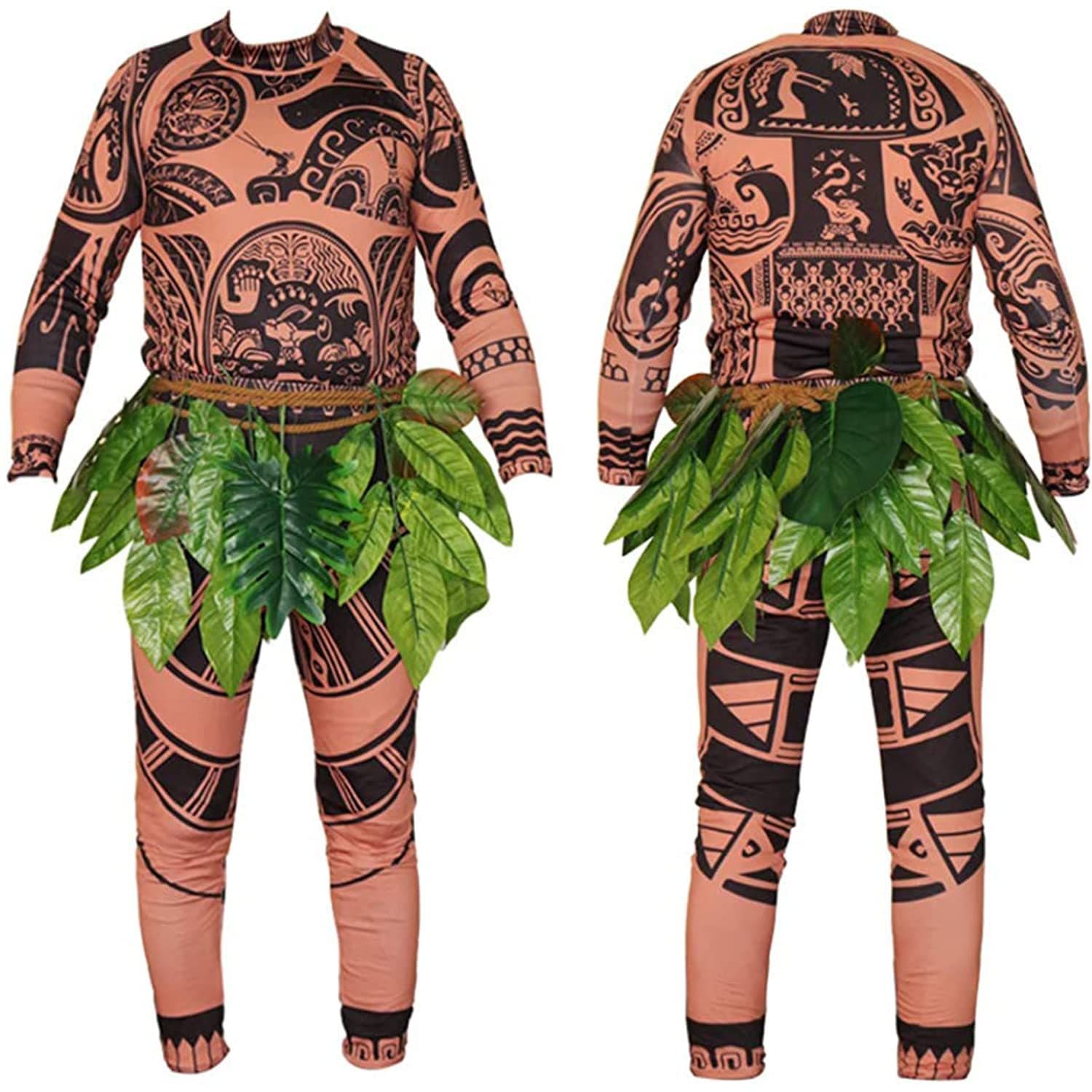 Moana Maui Cosplay Costume for Adults Men Women Halloween Cosplay Outfit with Wig Set