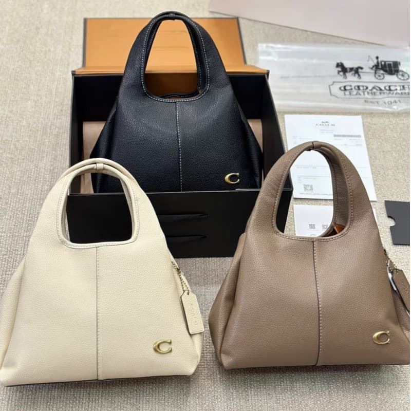 Coach 2026 New Women's Bag Litchi Grain Genuine Leather Lana23 Shoulder Crossbody Bag Minimalist Vintage Handbag Basket