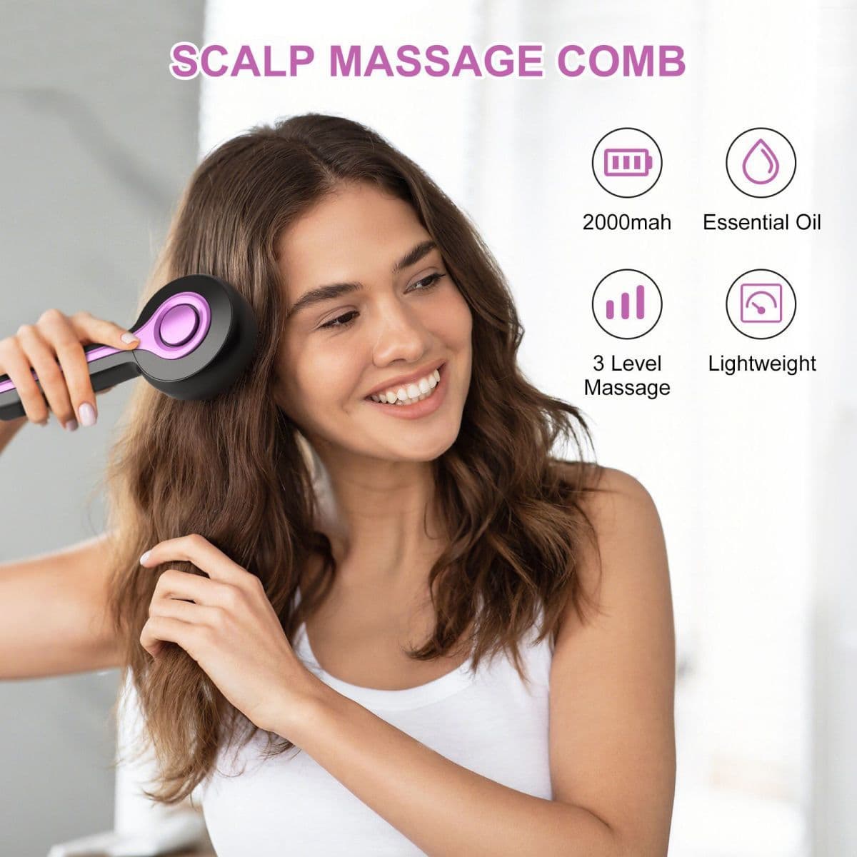 Cross-border Massage Comb, Microcurrent Electric Massage Comb, Red Light Hair Growth Electric Massage Comb, Serum Applicator Comb