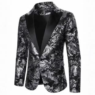 2026 Cross-Border Trade New Hot Stamping Print British Blazer European and American Men's Fashion Suit Blazer Men