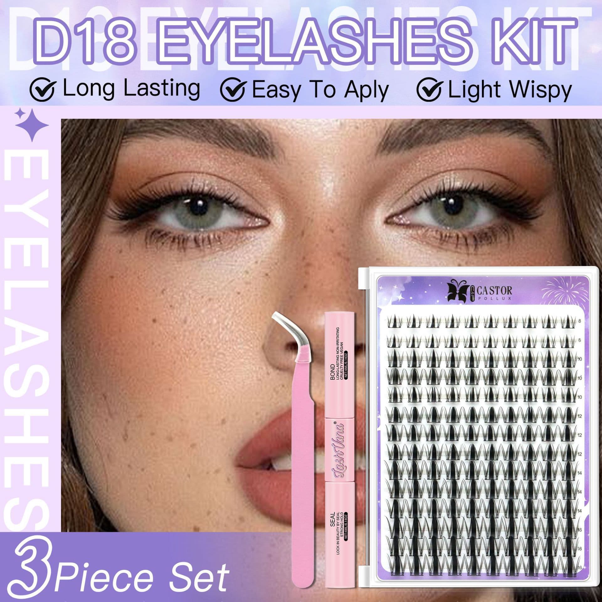 Natural Looking False Eyelashes Glue Set Best Selling Cross-Border Beauty Health Artificial Lashes Eyebrow Makeup Kit