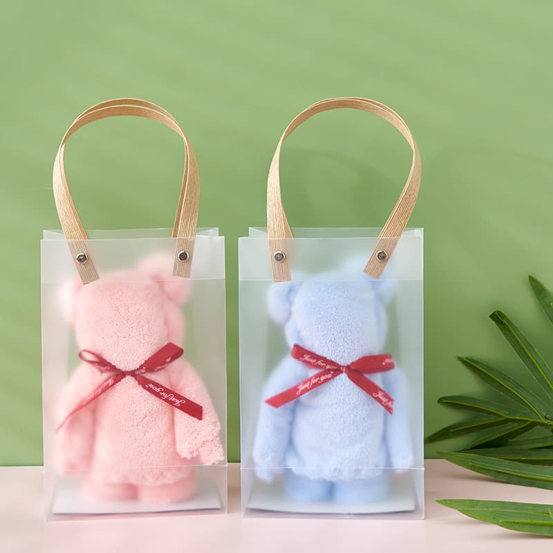 Coral Fleece Bear Towel Souvenir Towel Bear Hand Carry Gift Tote Bag Individual Pack Gaoyang Towel Single Piece Wholesale