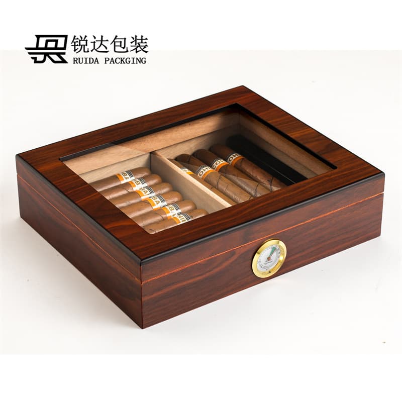Cross-border cigar storage wooden box, black walnut wood grain, Cuban large capacity cedar wood, moisture-retaining and temperature-regulating cigar box for collection.