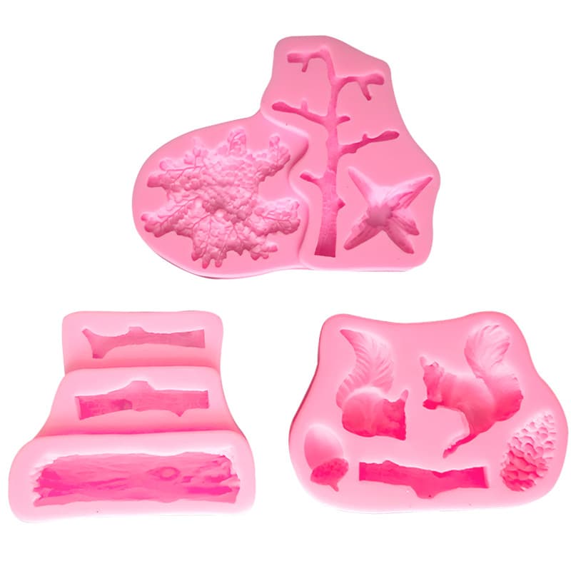 Tree squirrel stump silicone mold forest decorative hedgehog wood accessories mold