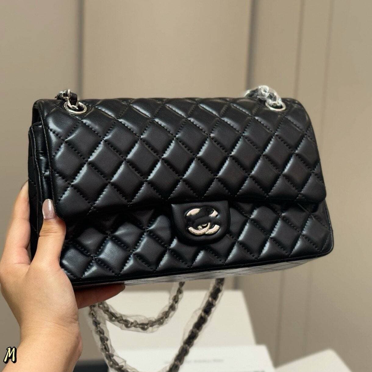 C-Style New Chanel-Inspired CF Quilted Chain Square Flap Bag in Lambskin and Caviar Leather, Crossbody Bag for Women