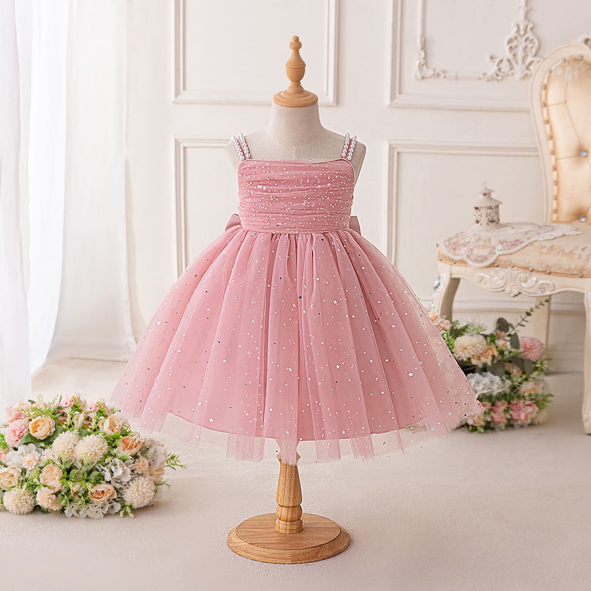 Wholesale Birthday Party Strap Girl Dress Princess Skirt Puffy Tulle Skirt Model Chorus Performance Dress