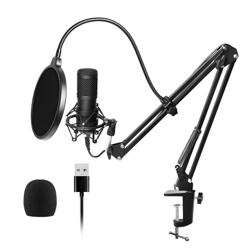 Condenser USB Microphone Desktop Computer Mic for Gaming Live Streaming with Stand Full Set