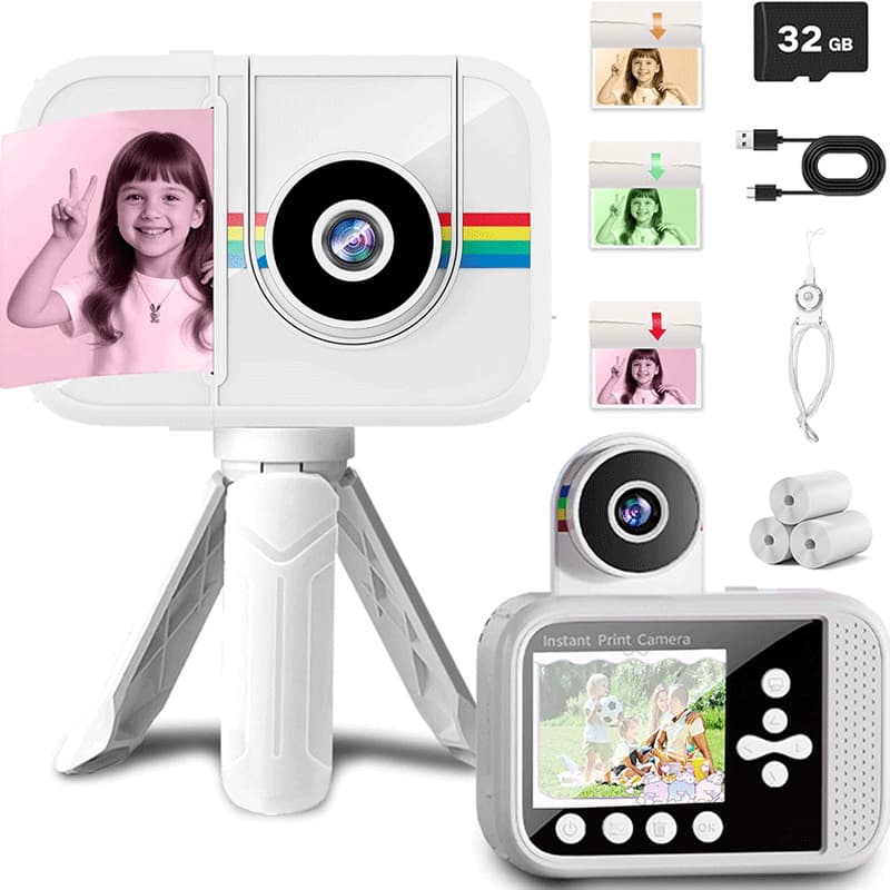 Cross-Border Kids Print Camera, Instant Print Camera, Print & Shoot All-in-One, HD Large Screen, Polaroid Mini Camera