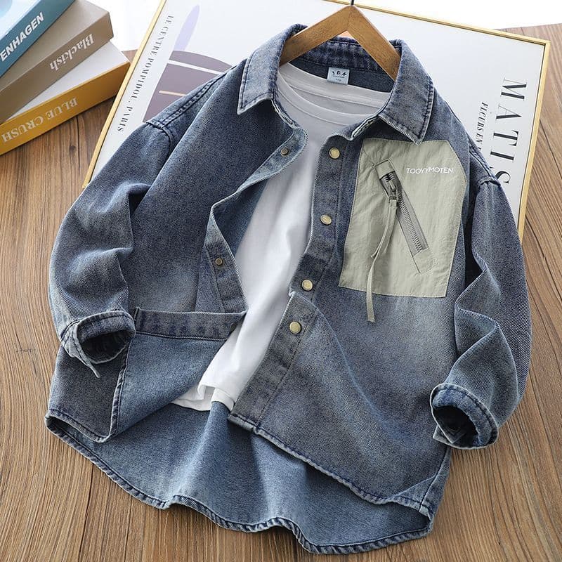 Boys Autumn Denim Shirt 2025 New Children Chic Long-Sleeve Shirt Spring Mid-Older Child Stylish Thin Jacket