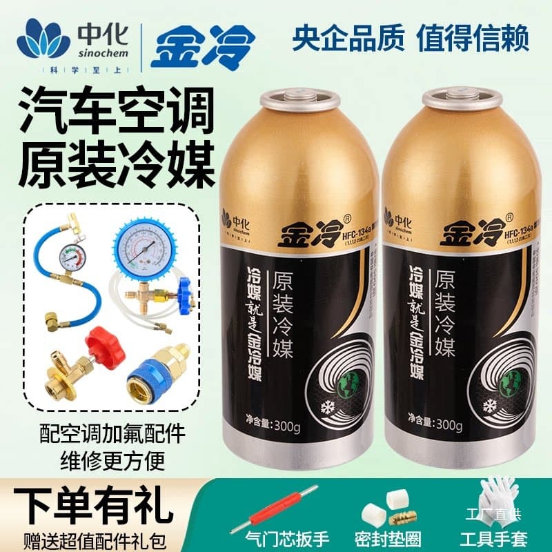 Jinleng Automotive A/C R134a Refrigerant Eco-Friendly Cooling Agent with Charging Tool Kit for Cars
