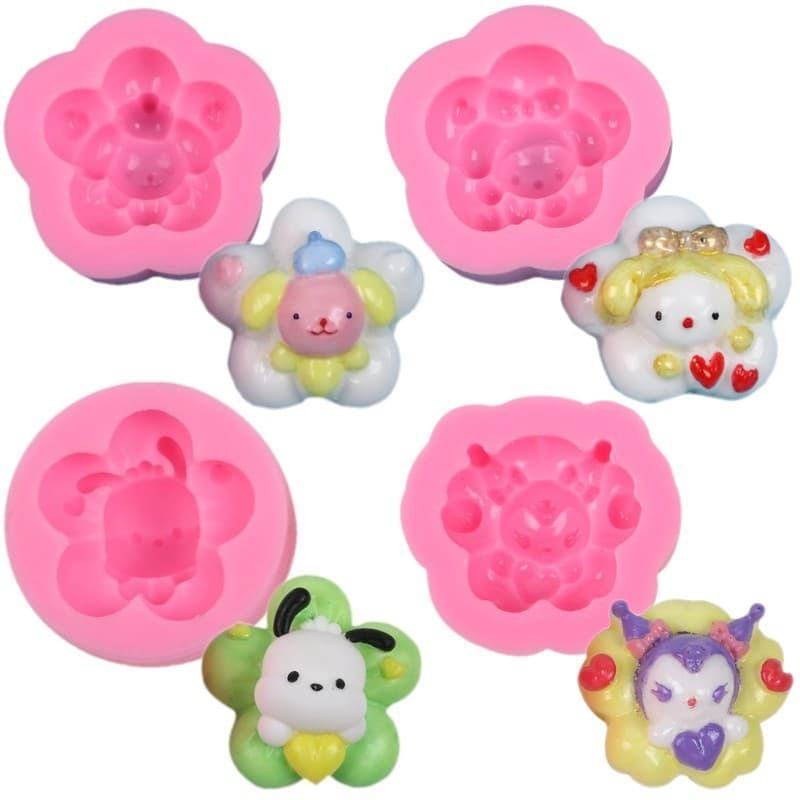 DIY Fondant Cake Decoration Baking Mold Flower Dog Car Ornament Aromatherapy Wax Silicone Mold Squishy Toy Mold