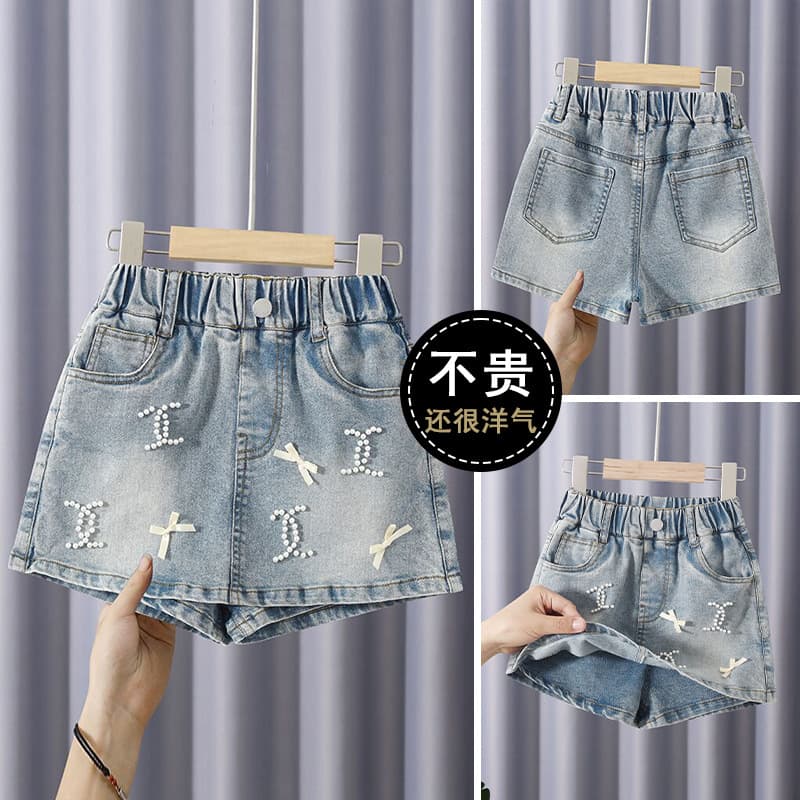 Girls Denim Skirt Summer 2025 New Fashionable Children's Thin Skirt for Older Kids Wear-Out Skirt Pants Style