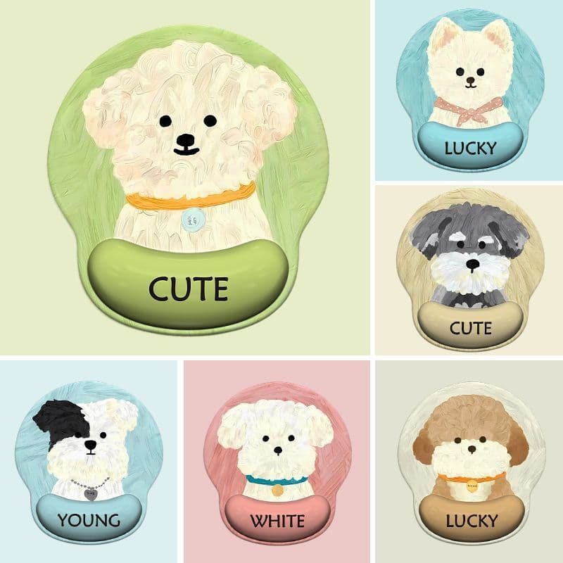 Creative Blowing Dog Wrist Rest Mouse Pad for Women Office Memory Foam Wrist Cushion Gaming Keyboard Soft Pad