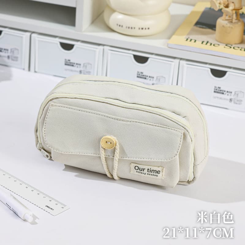 Japanese-style pencil case, large capacity stationery bag for elementary, middle, and high school students, ins-style simple pen pouch