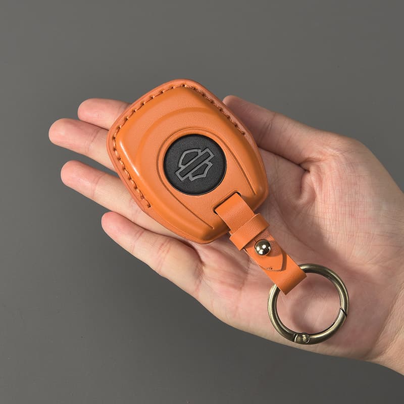 Compatible with 25 Harley Pan America Sportster Motorcycle Sensor Key Case, Breakout Fat Boy Glide Genuine Leather Key Holder