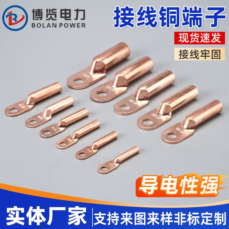 Copper Connector Terminal Copper Lug Single Hole Duckbill Nose Cable Lug Oil-Sealed Purple Copper Copper Tube Type DT Copper Lug