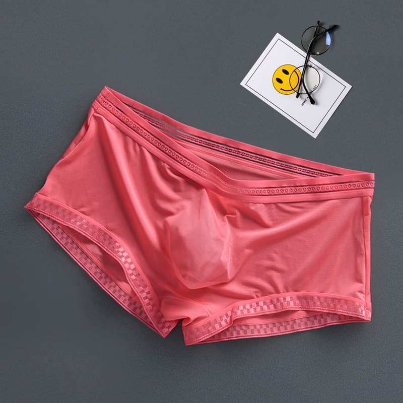 New 3D Embossed Cup Ice Silk Large Space Sexy Thin Transparent Quick Dry Men's Underwear Tight Bottom Pants