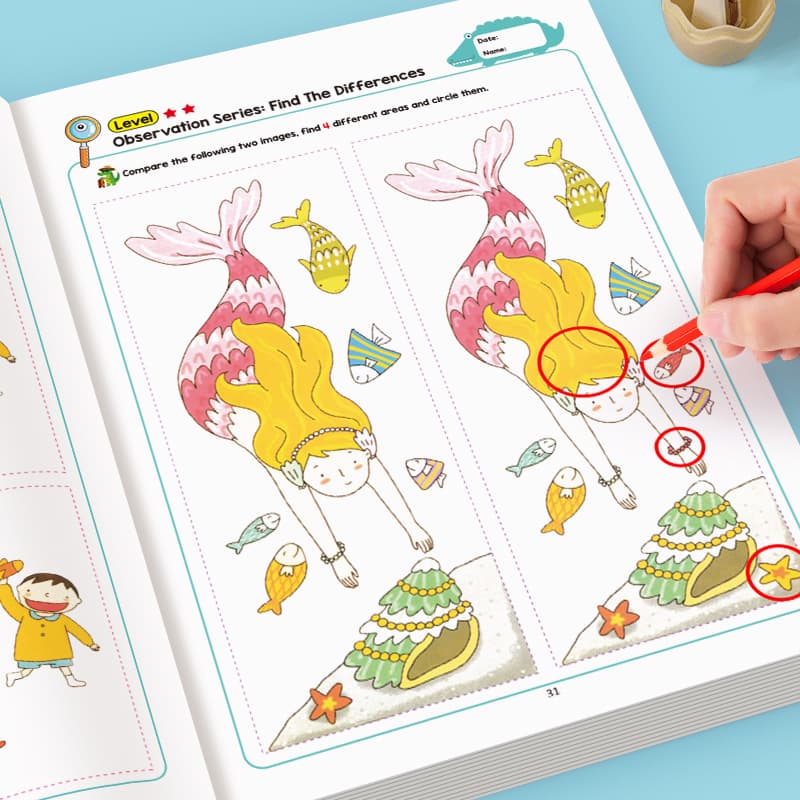 Cross-border Children's Visual Discovery Challenge Focus Training Find the Difference Educational Book Picture Book Search and Find