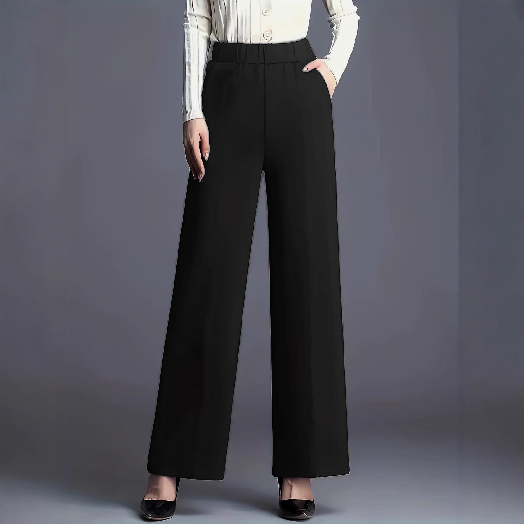 Women's Spring/Summer Solid Color High Waist Wide Leg Pants with Real Pockets, Loose Casual Pants for Amazon TEMU