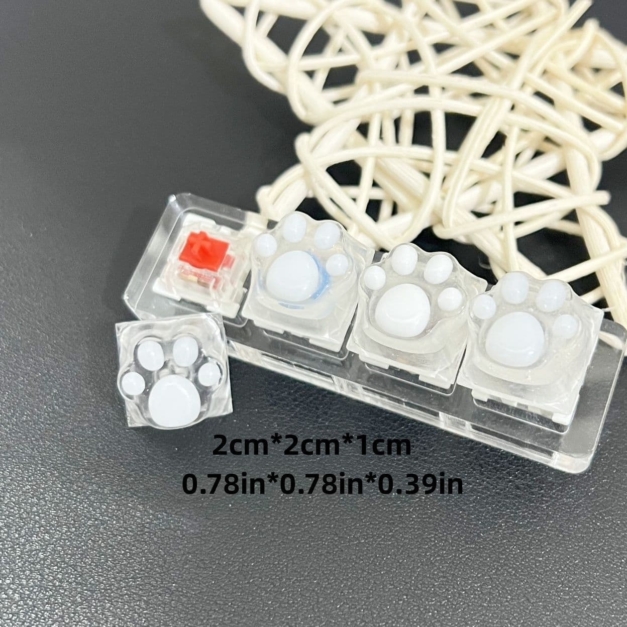 Cute Transparent Cat Paw Keycaps for Office Use, Compatible with Cross-Shaped Switches, Fashionable Personalized Office Companion