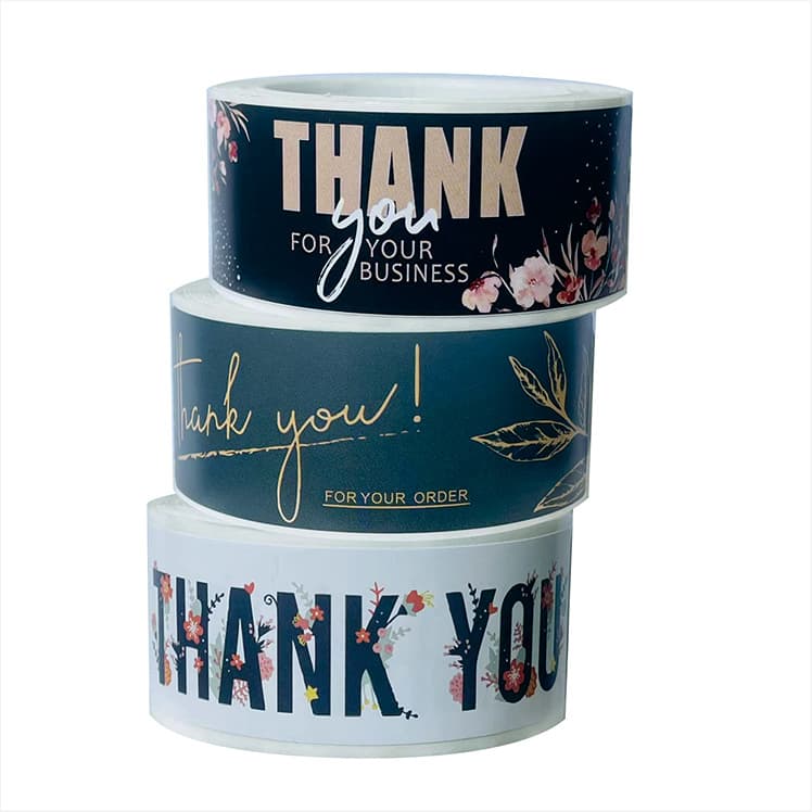 Rectangular Self-Adhesive Floral Pattern Roll Sticker, Round Color Self-Adhesive Label, Thank You Decorative Sealing Sticker