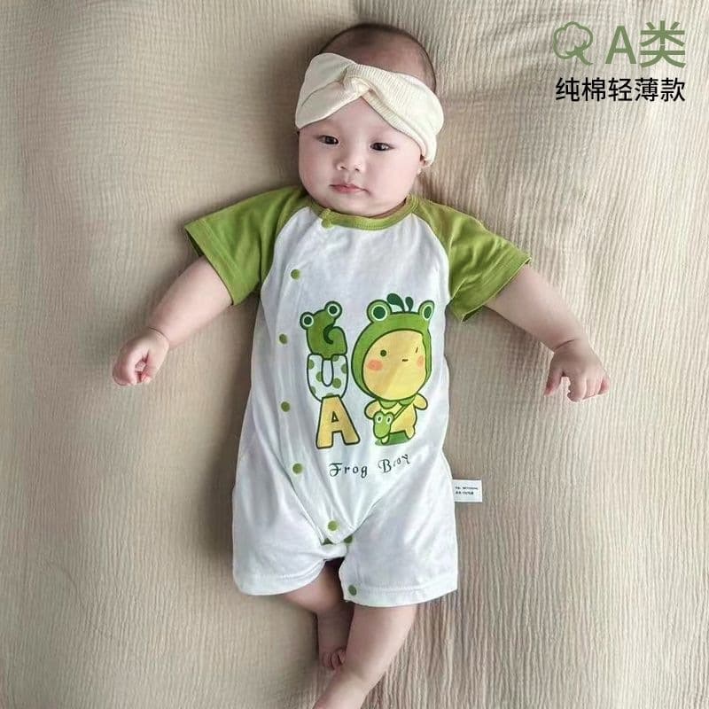 Baby Summer Cotton Short Sleeve Bodysuit for Boys, Thin Style for Newborns and Infants, Crawling Suit